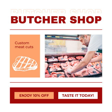 Ontwerpsjabloon van Instagram van Custom Meat in Butcher Shop