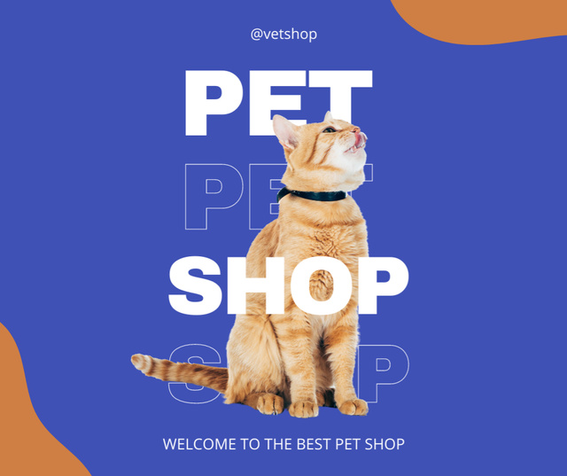 Best Pet Store Offer with Ginger Cat Facebook Tasarım Şablonu