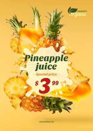 Pineapple Juice Offer Fresh Fruit Pieces Flayer Modelo de Design