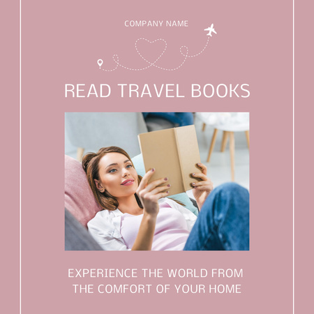 Nő utazási könyvet olvas Instagram tervezősablon
