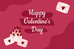 Valentine's Day Greeting with Cute Envelopes and Red Hearts