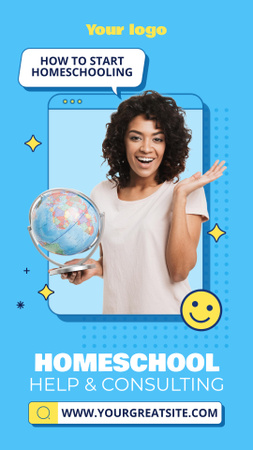Ad of Home Education with Woman holding Globe TikTok Video Design Template