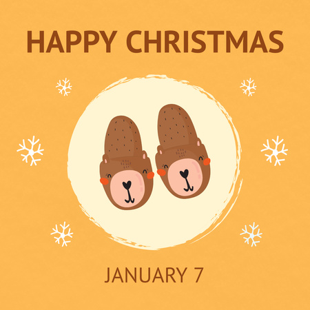 Template di design Christmas Greeting with Cute Slippers Instagram