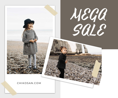 Children's Clothes Sale Ad with Cute Kids Facebook Design Template