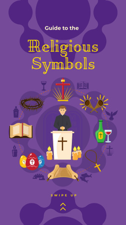 Szablon projektu symbole religijne chrześcijaństwa na fioletowym Instagram Story