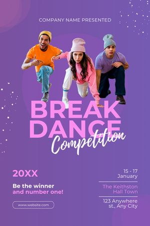 Breakdance-kilpailun mainos Pinterest Design Template