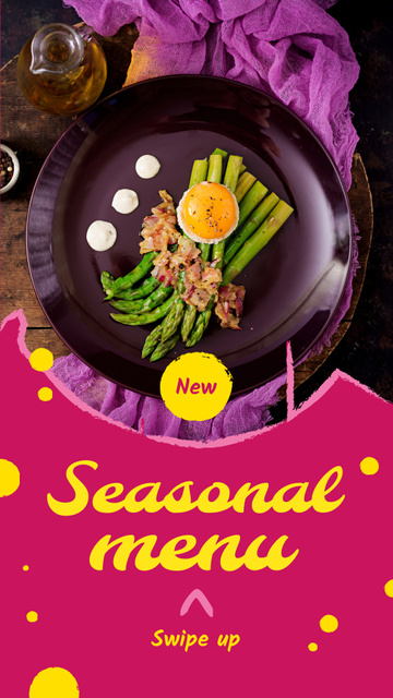Seasonal Menu Ad with Asparagus and Egg Instagram Story tervezősablon