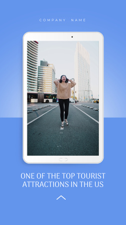 Travel Tour Offer with Woman in City Instagram Video Story Design Template
