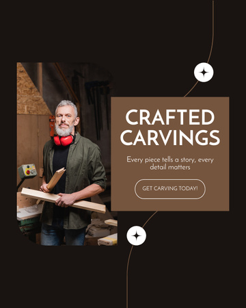 Sale of Crafted Carvings Instagram Post Vertical Design Template