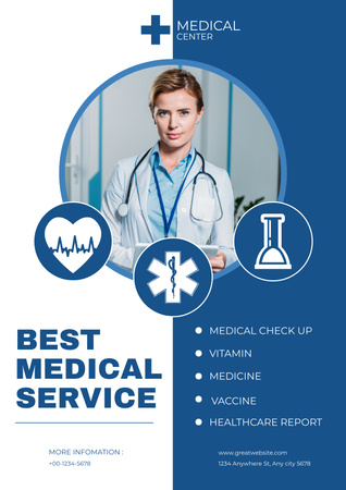 Platilla de diseño Best Medical Services Offer with Doctor Poster