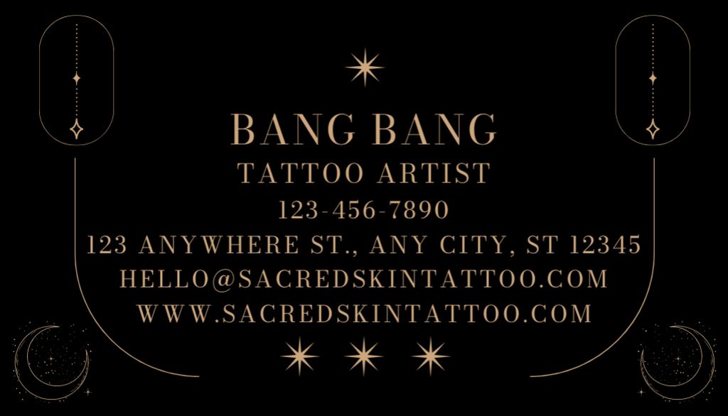 Tattoos Offer With Text on Black Business Card US Tasarım Şablonu