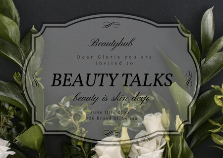Designvorlage Beauty-Event-Ankündigung mit zarten Frühlingsblumen für Flyer A6 Horizontal