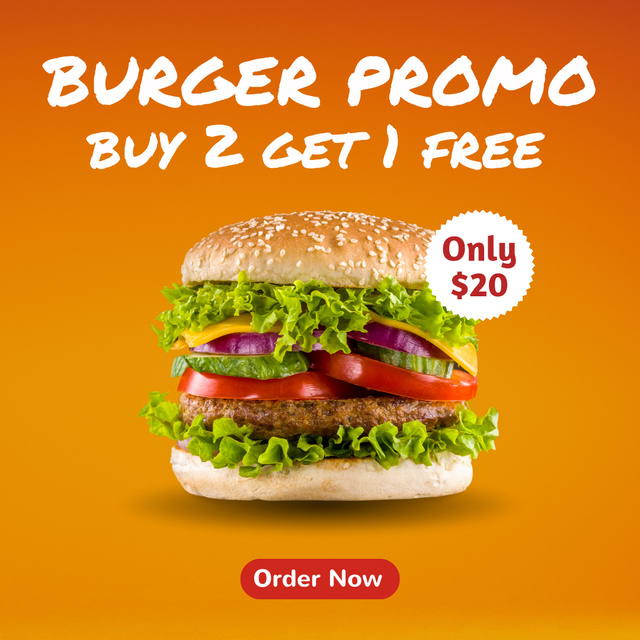 Tasty Burgers Sale Offer Instagramデザインテンプレート