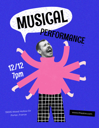 Musical Performance Announcement Poster 8.5x11in Modelo de Design