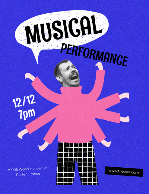 Musical Performance Announcement Poster 8.5x11in Design Template