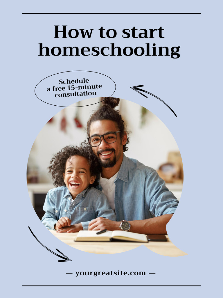 Home Education Ad with Man and Little Kid Poster US Tasarım Şablonu