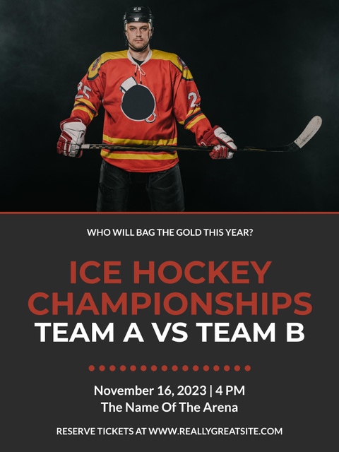 Ice Hockey Championships Advertisement Poster US Design Template