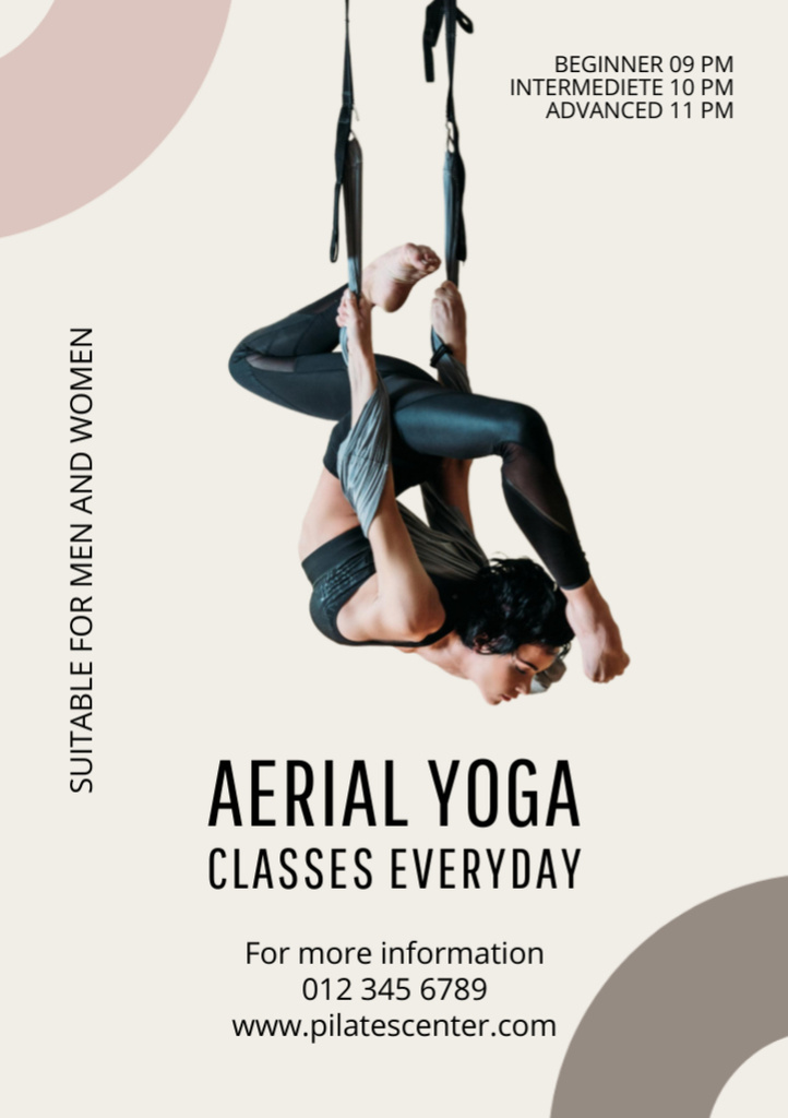 Aerial Yoga Classes Invitation Flyer A7 Design Template