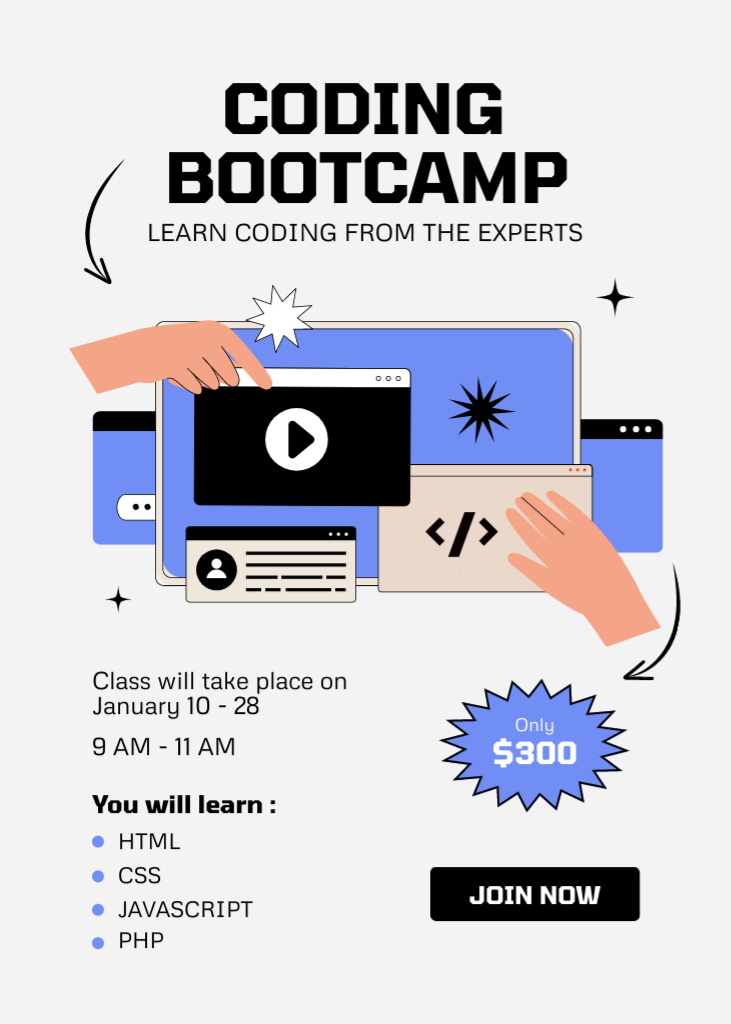 Coding Bootcamp Announcement Flayer tervezősablon
