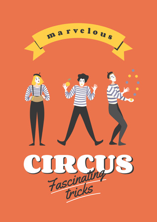Circus Show Announcement with Funny Clowns Posterデザインテンプレート