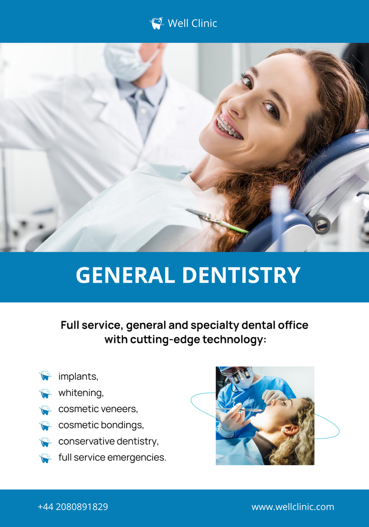 Dentist Provides Services to Young Patient Poster 28x40in Šablona návrhu