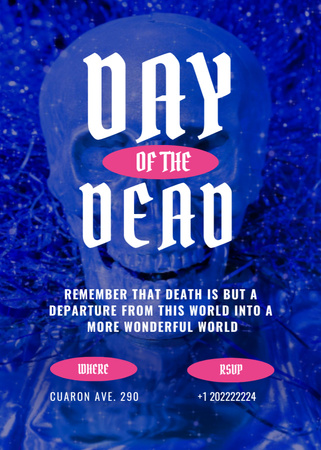 Day of the Dead Holiday Party with Blue Skull Invitation Design Template