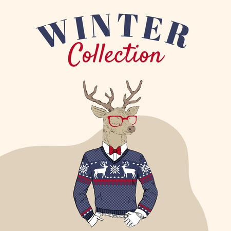 Реклама зимней коллекции свитеров Instagram – шаблон для дизайна