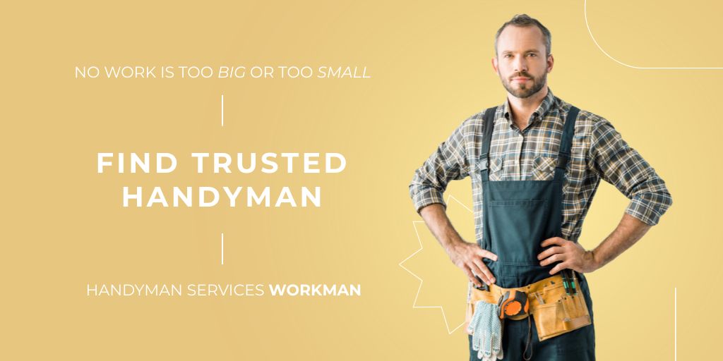 Highly Trusted Handyman Services Offer In Yellow Twitter Šablona návrhu
