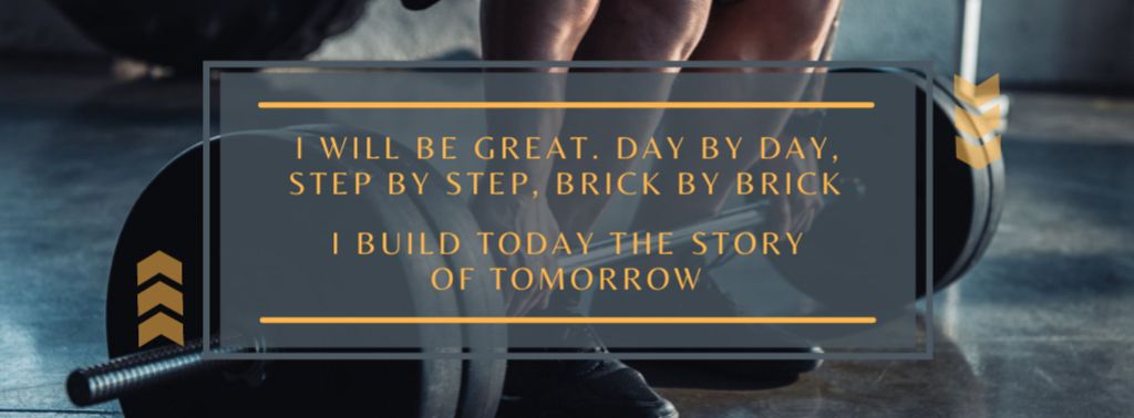 Inspirational Quote with Man lifting Barbell Facebook cover Design Template