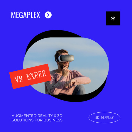 Mind-blowing Virtual Reality Glasses Offer In Blue Instagram Design Template