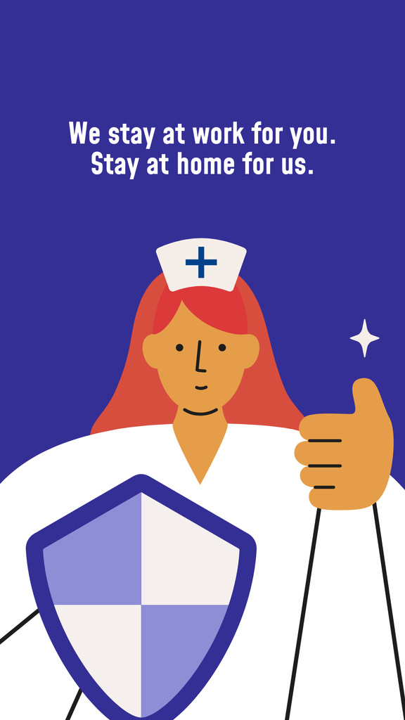 Designvorlage #Stayhome Coronavirus awareness with Supporting Doctor für Instagram Story
