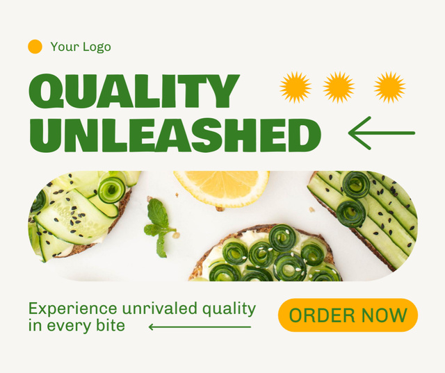 Designvorlage Offer of Quality Food with Cucumber Sandwiches für Facebook