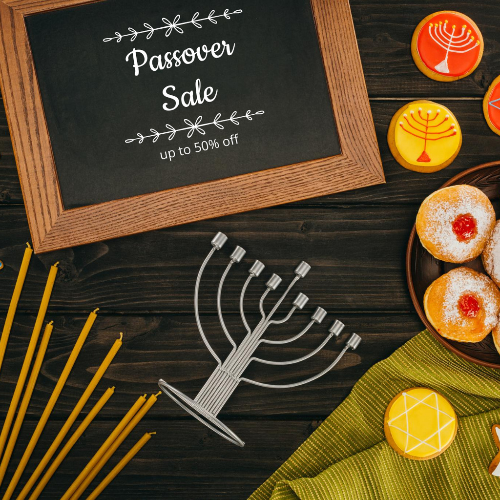 Ontwerpsjabloon van Instagram van Sweet Cakes And Candles Sale For Passover