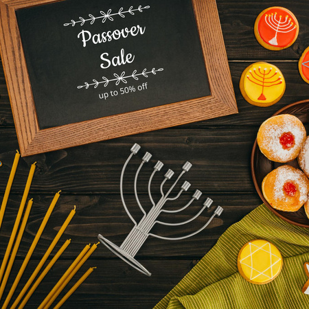 Sweet Cakes And Candles Sale For Passover Instagram Design Template