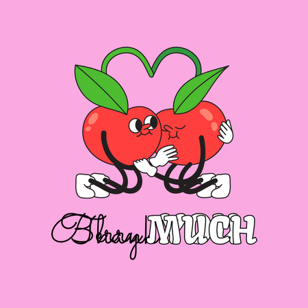 Designvorlage Thankful Phrase with Cute Cherries für Animated Post