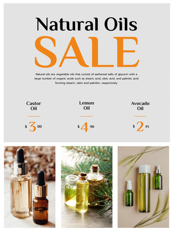Beauty Products Sale with Natural Oil in Bottles Poster US Modelo de Design