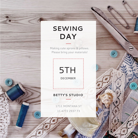 Sewing day event with needlework tools Instagram AD Design Template
