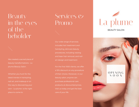 Platilla de diseño Beauty Salon Ad with Woman with bright Makeup Brochure 8.5x11in Z-fold