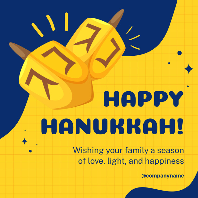 Warm Hanukkah Wishes To Family In Yellow Instagram Design Template