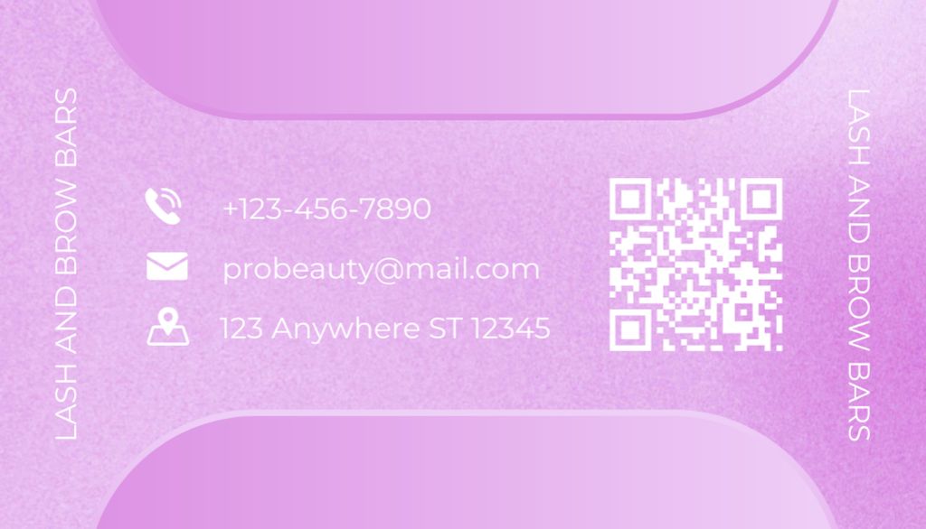 Ontwerpsjabloon van Business Card US van Brow and Lash Bar Ad on Purple