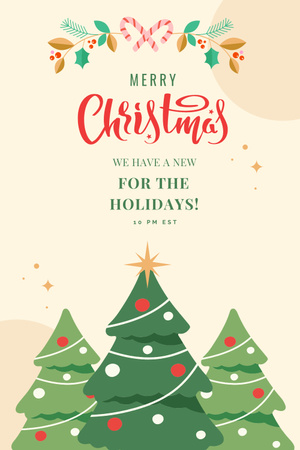 Christmas Celebration Announcement Illustrated Trees Pinterest Design Template