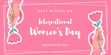 Platilla de diseño International Women's Day with Flowers in Hands Twitter