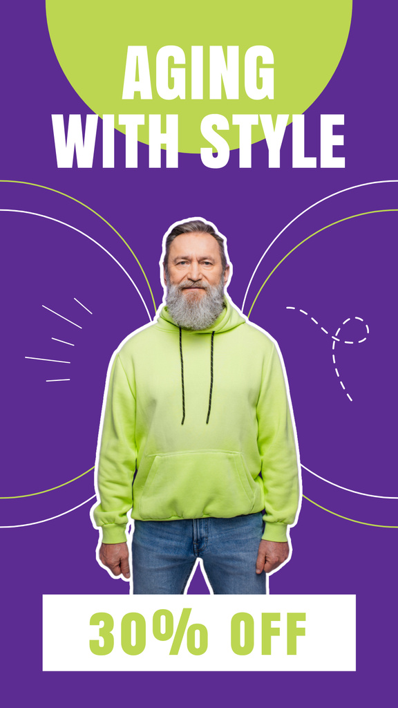 Aging With Stylish Clothes With Discount Instagram Story Design Template