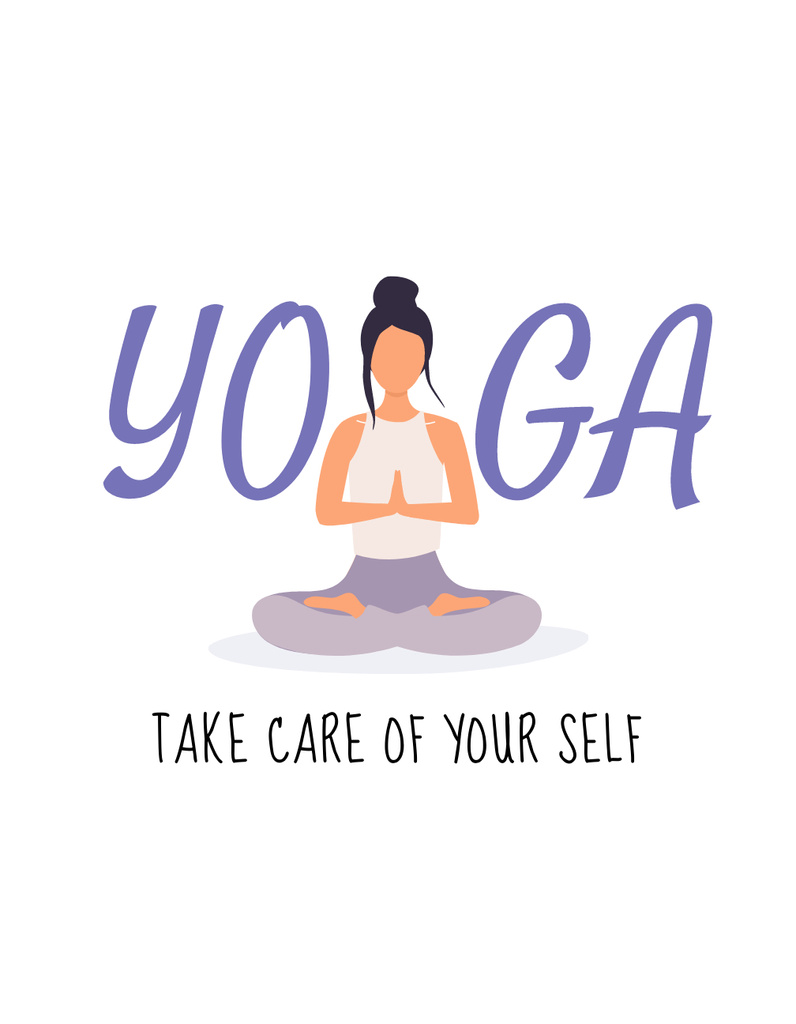 Ontwerpsjabloon van T-Shirt van Calm Woman Practicing Yoga in Lotus Pose