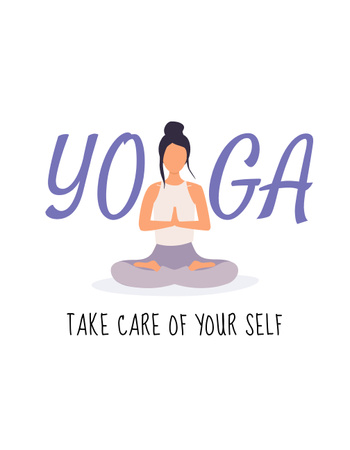 Ontwerpsjabloon van T-Shirt van Rustige vrouw die yoga beoefent in lotushouding