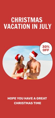 Christmas Holiday in July with Young Couple on Seashore Flyer DIN Large Design Template