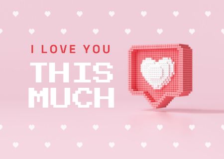 Cute Love Phrase with Heart Sticker Card Tasarım Şablonu