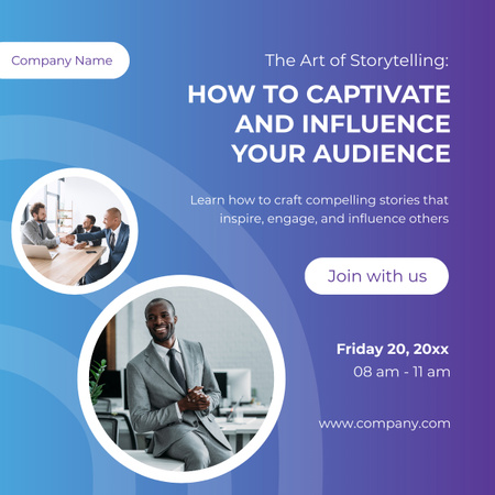 Designvorlage Storytelling-Techniken für die Publikumsbindung für LinkedIn post