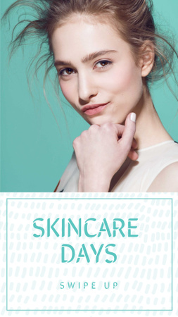 Skincare Ad with Attractive Young Girl Instagram Story Design Template