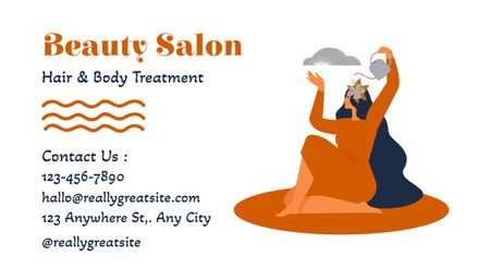 Designvorlage Haar- und Körperbehandlungsangebot im Schönheitssalon für Business Card US